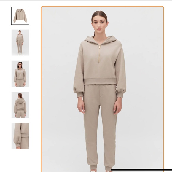 Cuyana hooded fleece cropped zipped hoodie - Picture 2 of 5